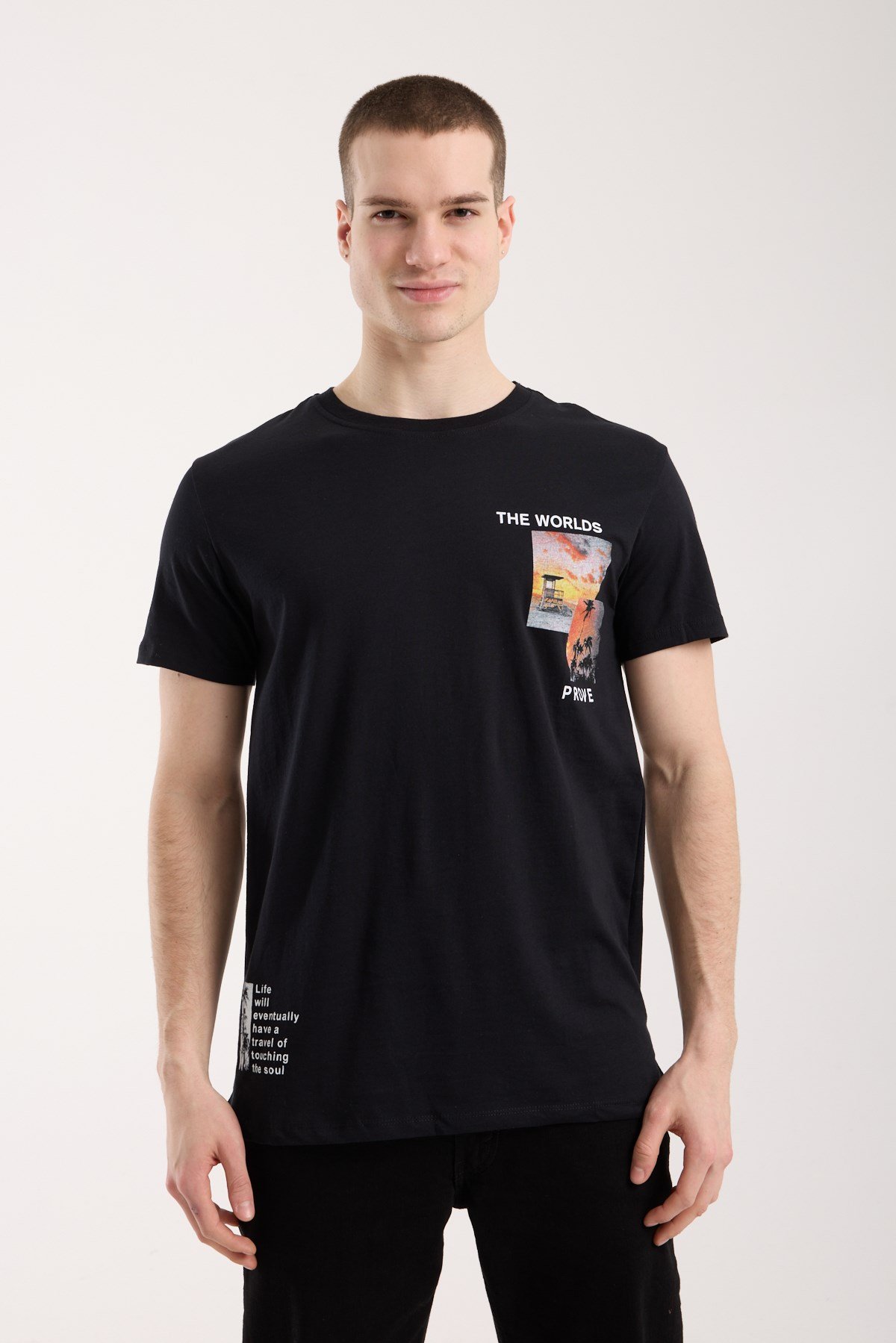Urban Fotoğraf Baskılı Erkek T-Shirt – Streetwear Stil, Günlük Rahat Kalıp