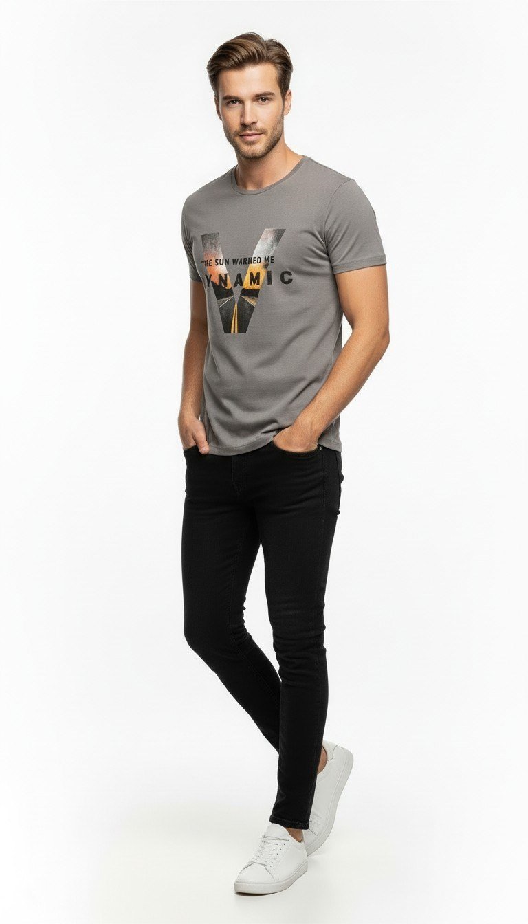 Urban Grafik Baskılı Erkek T-Shirt – Streetwear Stil, Günlük Rahat Kalıp