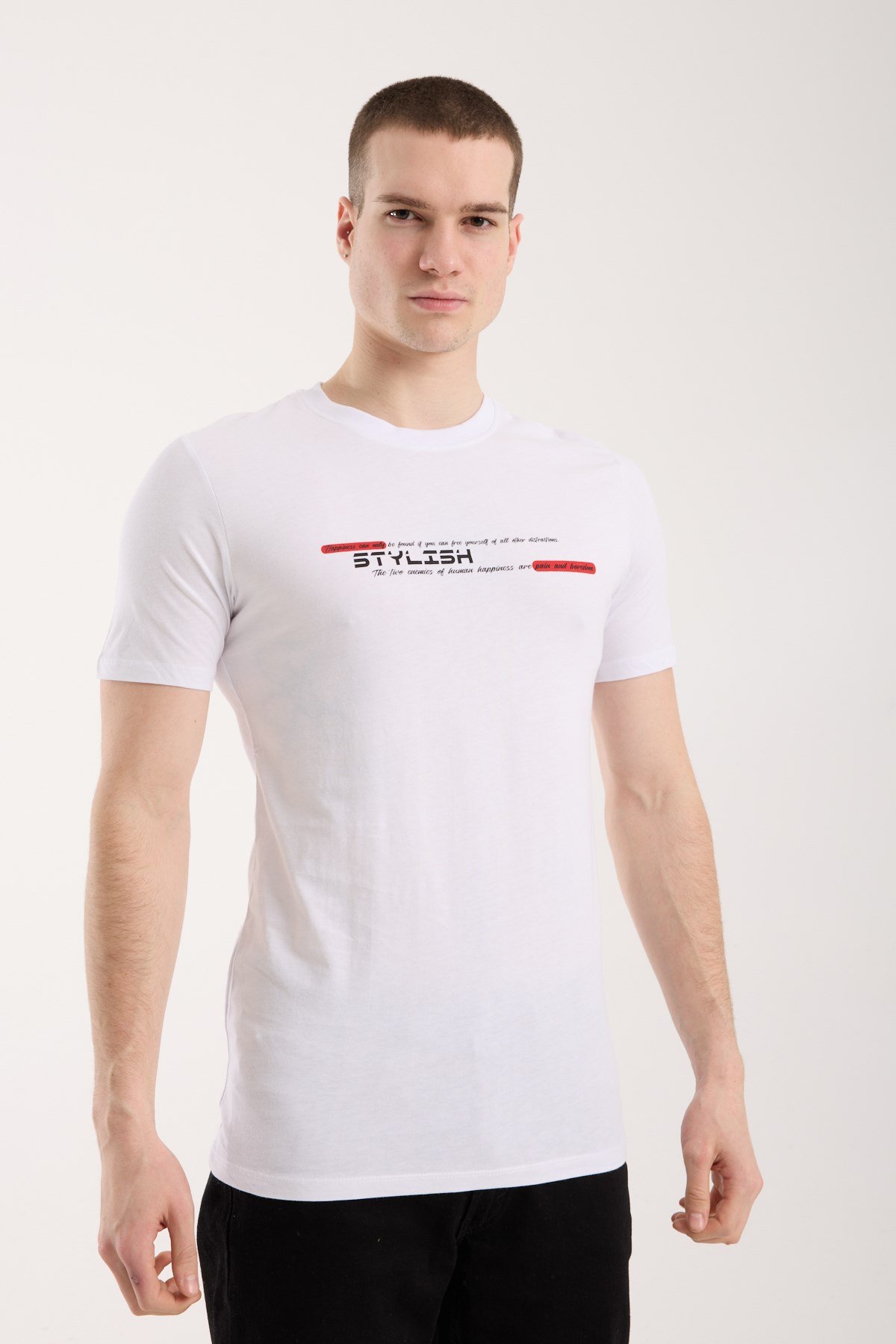 Urban Minimal Yazı Baskılı Erkek T-Shirt – Street Stil, Günlük Rahat Kalıp