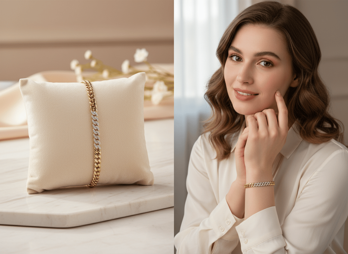 Xuping Gold & Taş Detaylı Kadın Bileklik – Kararma Yapmayan Parlak Şık Tasarım