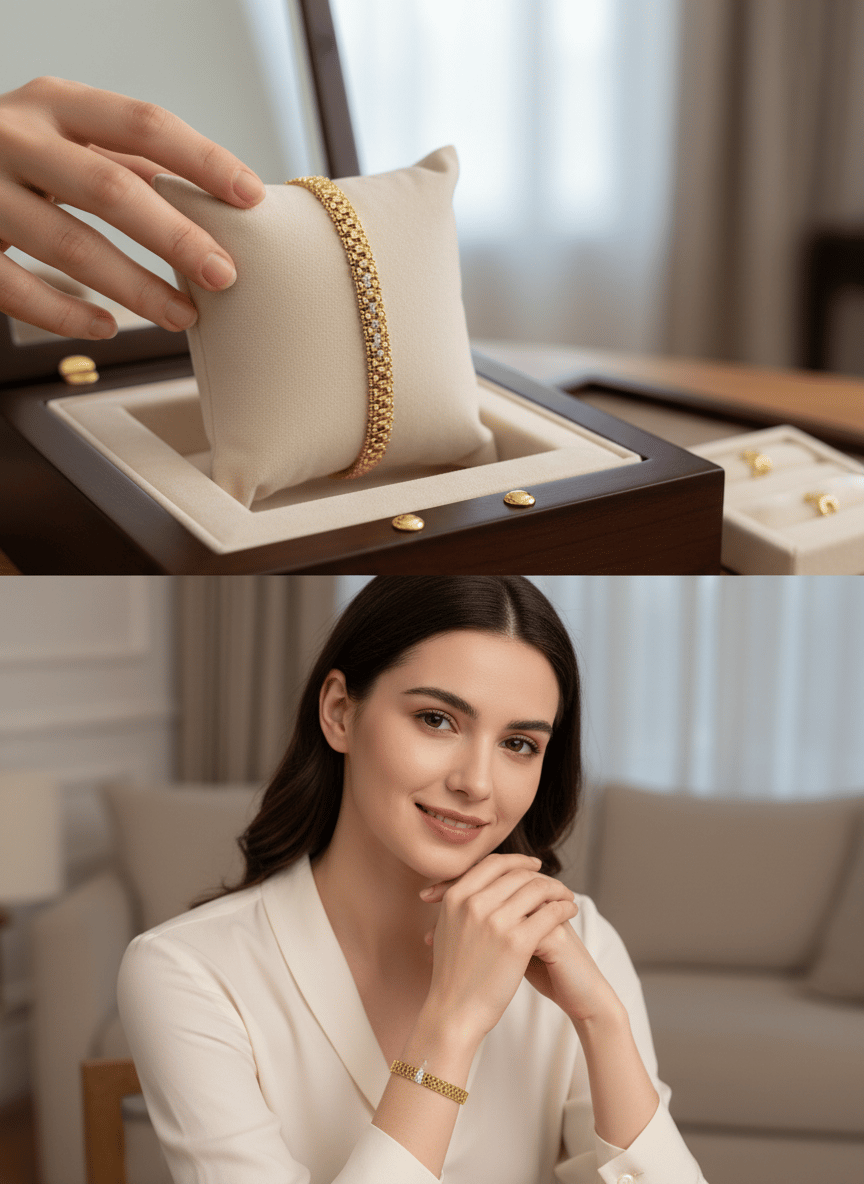 Xupıng Gold Renk Taşlı Kadın Bileklik