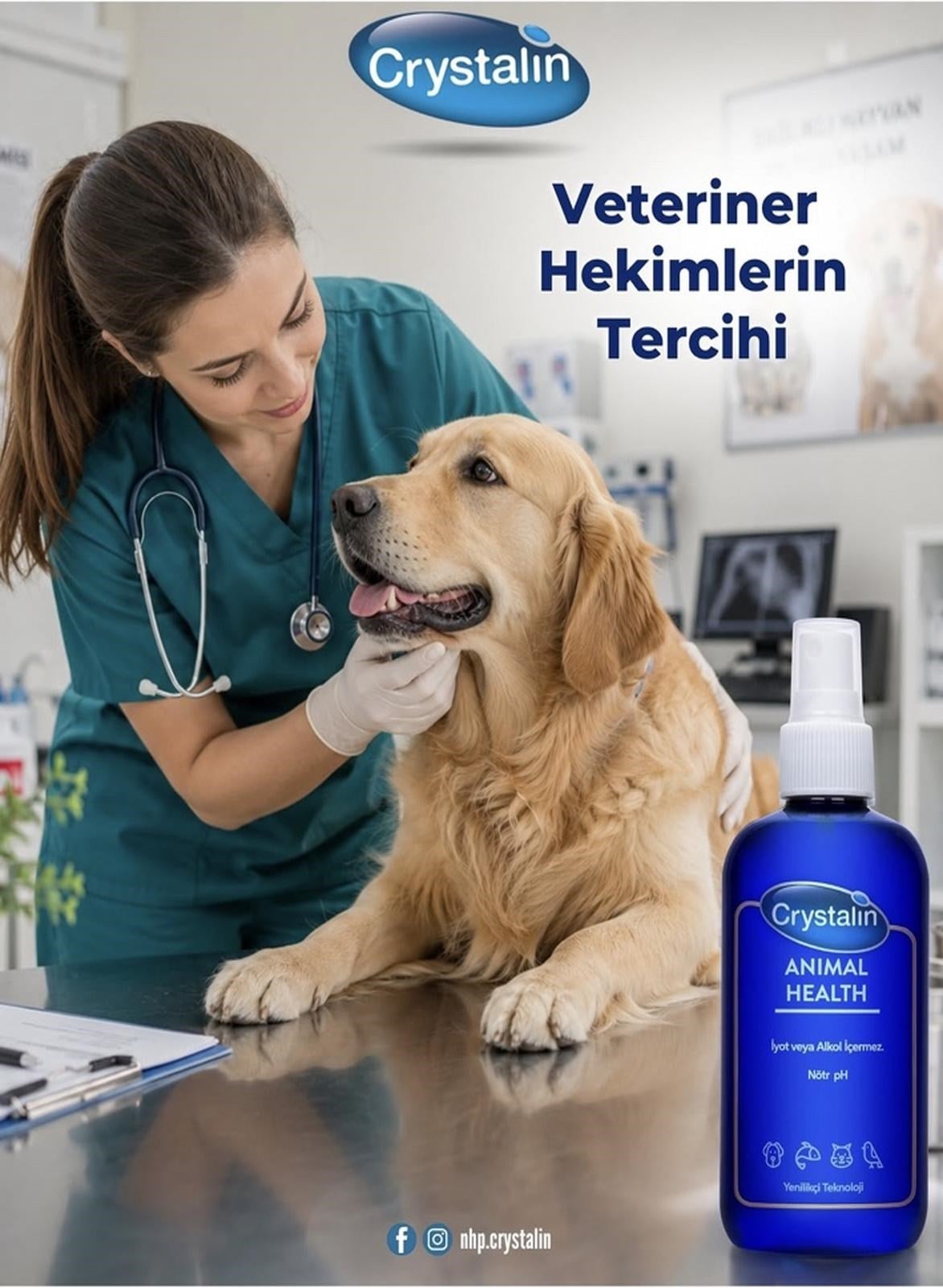 Crystalin 500 ml Göz, Kulak, Ağız Bakım Temizleme Solüsyonu Animal Health Skt 06.2028