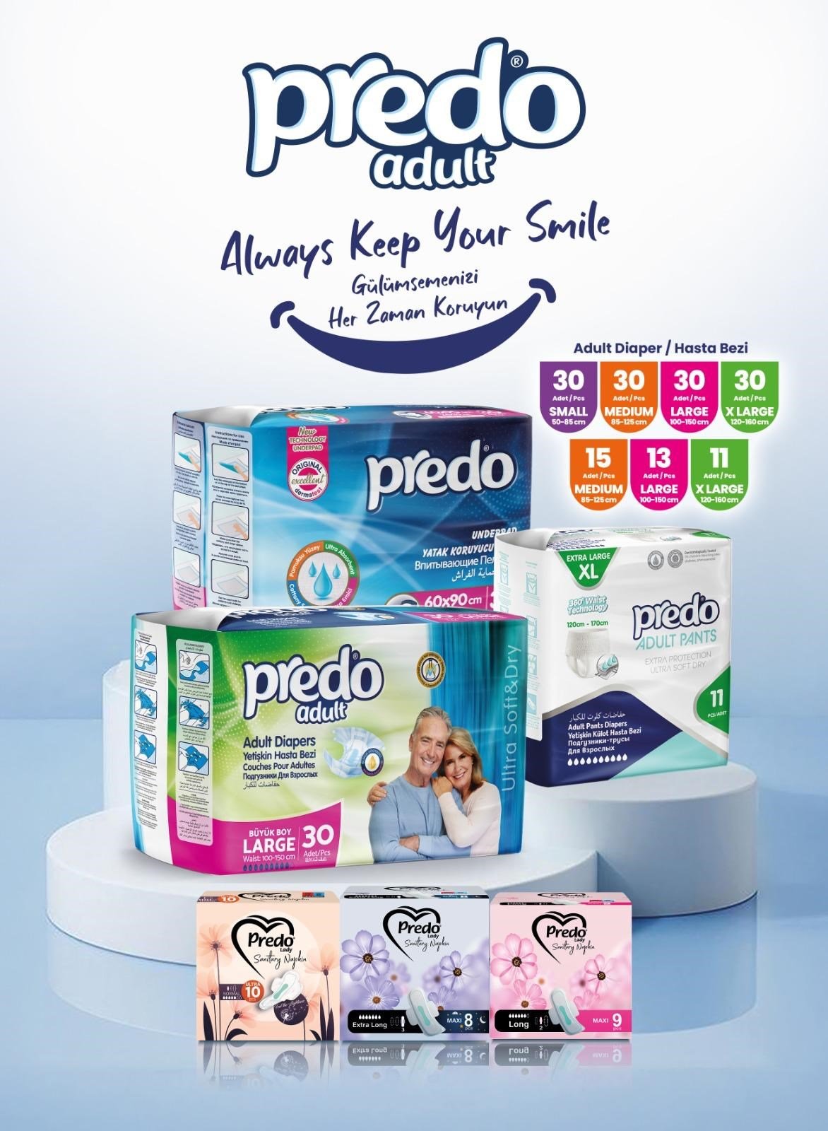 Predo Bel Bantlı Yetişkin Hasta Bezi Medium (M) 30 Adet| 8 Damla |  85-125CM