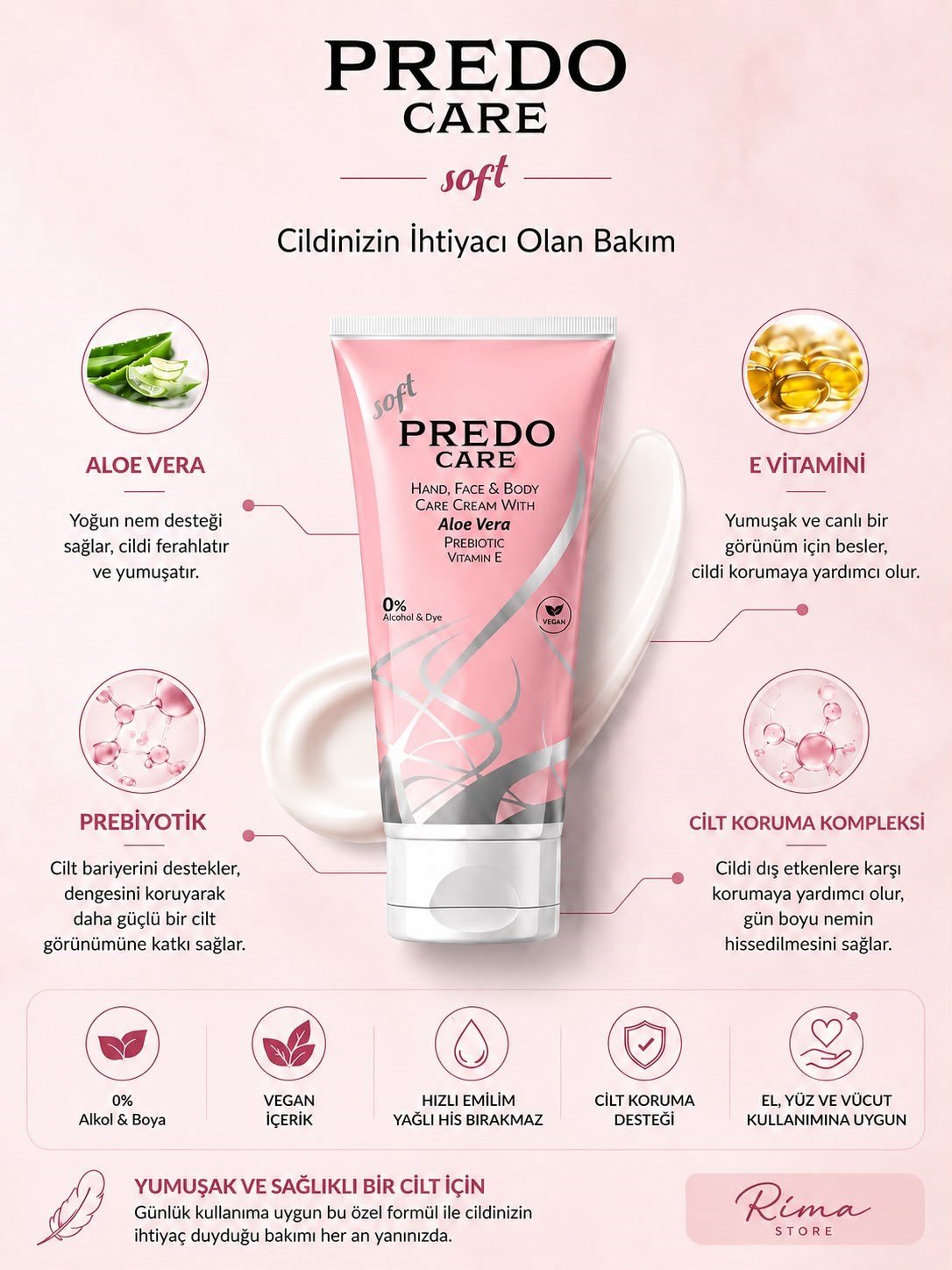 PREDO Care Soft El, Yüz ve Vücut Bakım Kremi 75 ml