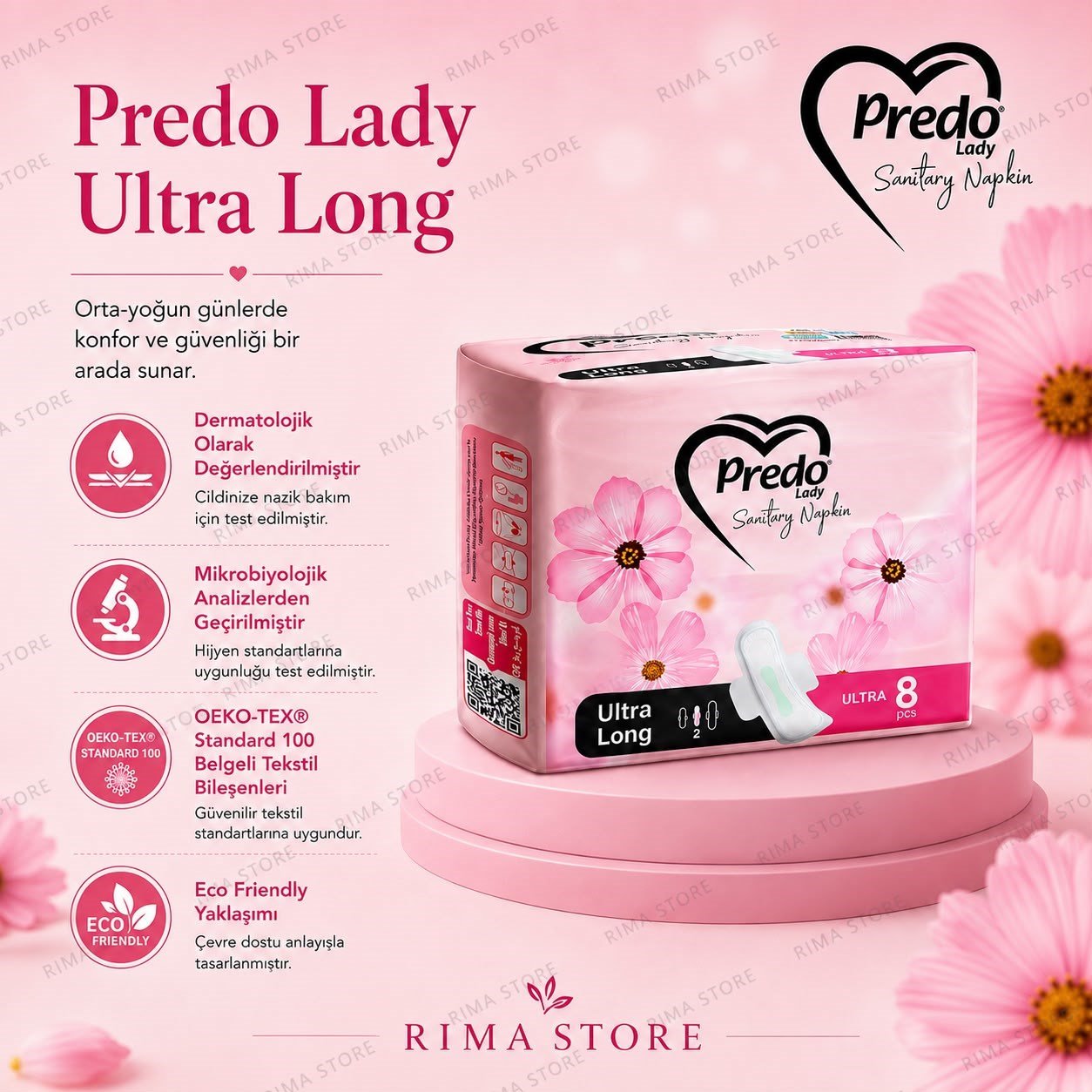 PREDO Lady Sanitary Napkins Maxi Kadın Pedi 9 Adet - Long