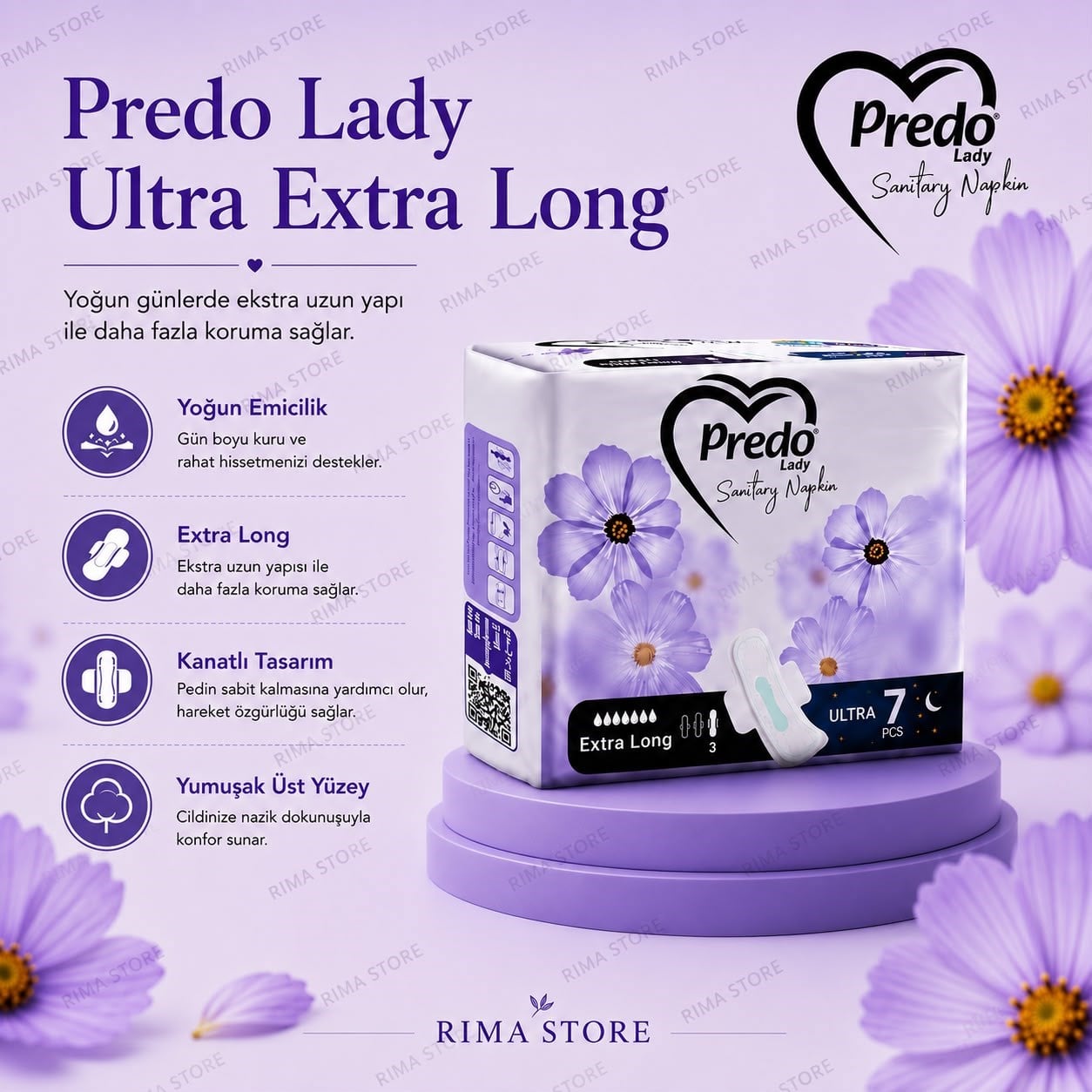 PREDO Lady Sanitary Napkins Ultra  Kadın Pedi 7  Adet - Extra Long