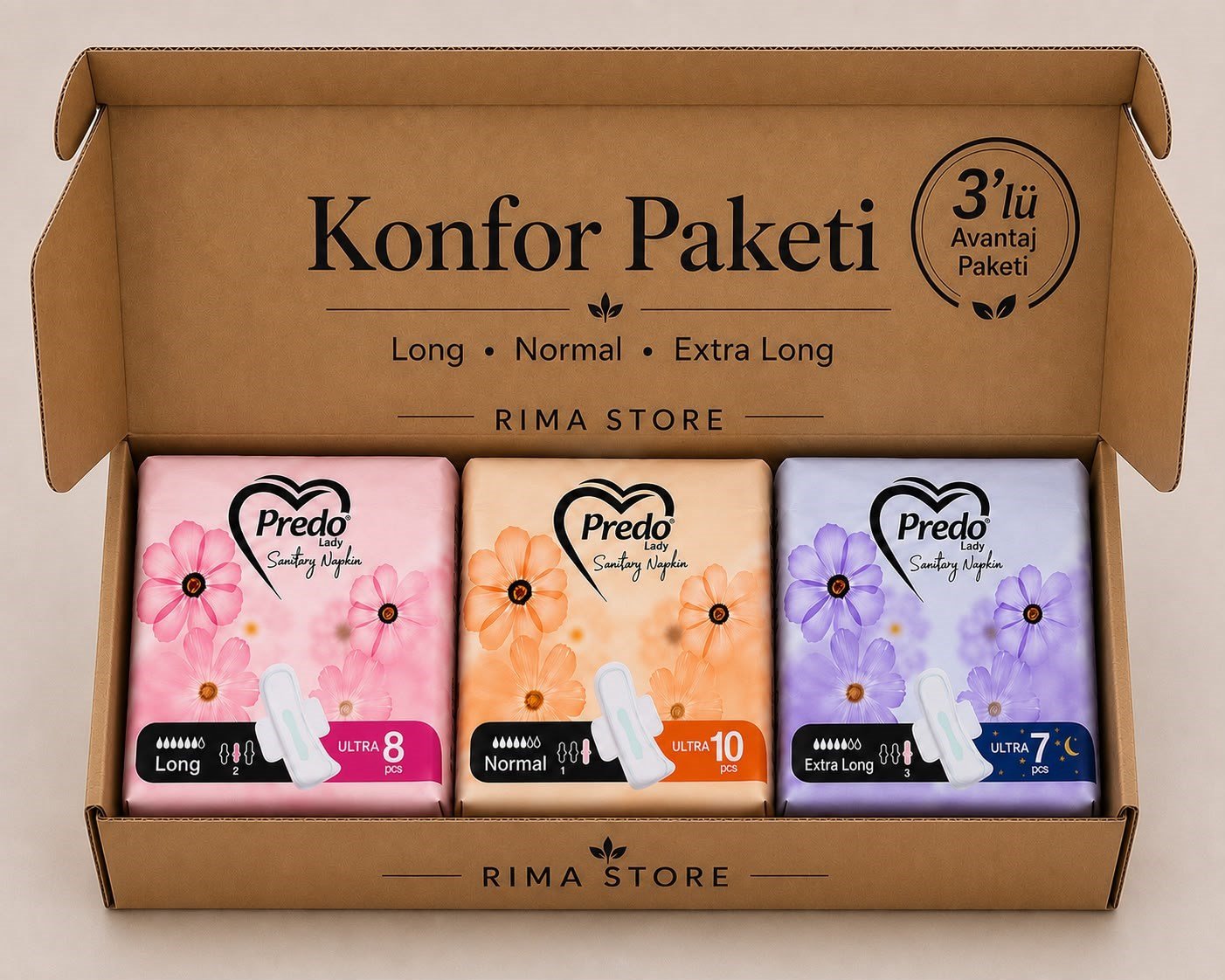 PREDO Lady Sanitary Napkins Ultra Kadın Pedi 3'lü Set 27 Adet 