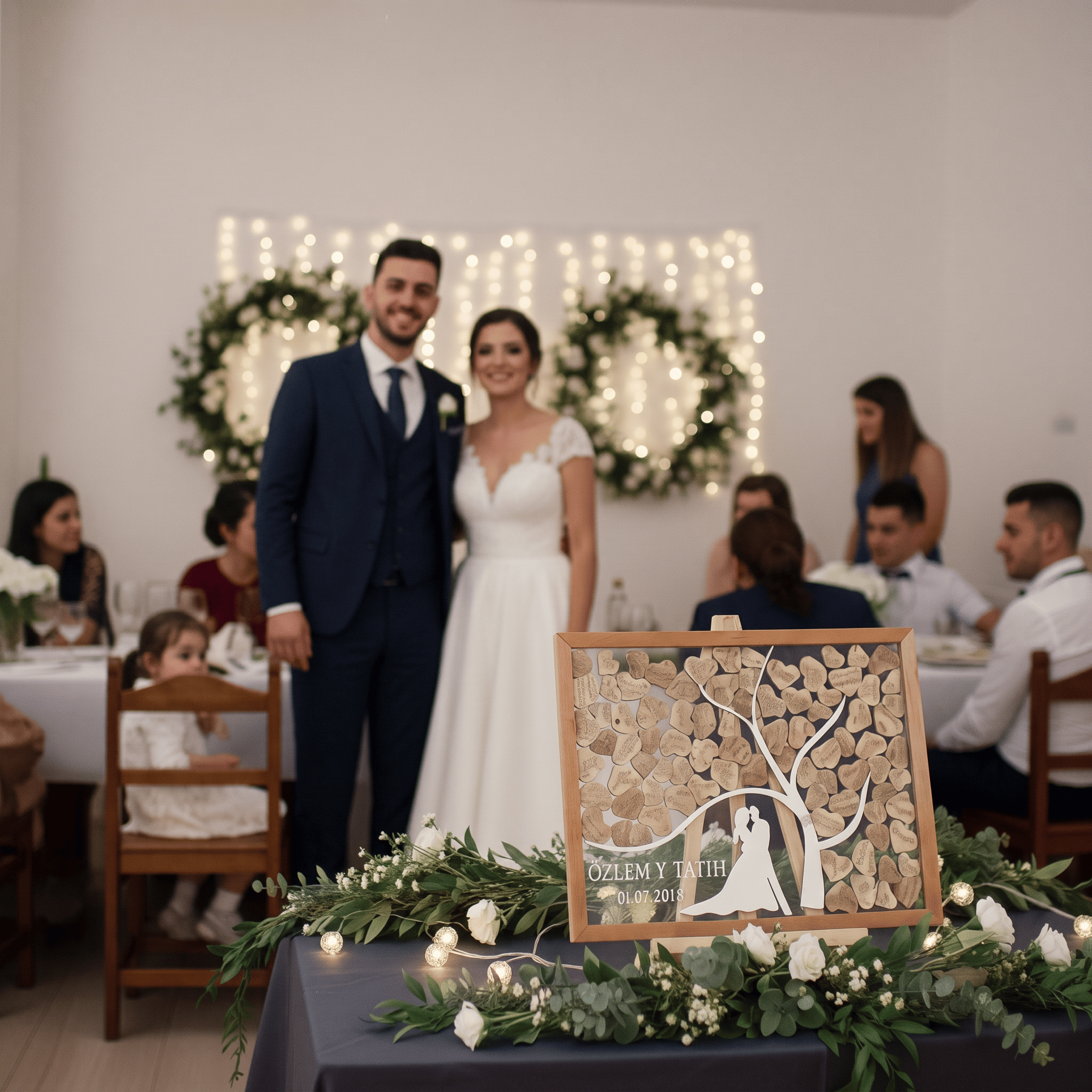 Kişiye Özel Dikdörtgen Hayat Ağacı Pleksi Düğün Anı Kutusu (50 cm Set)