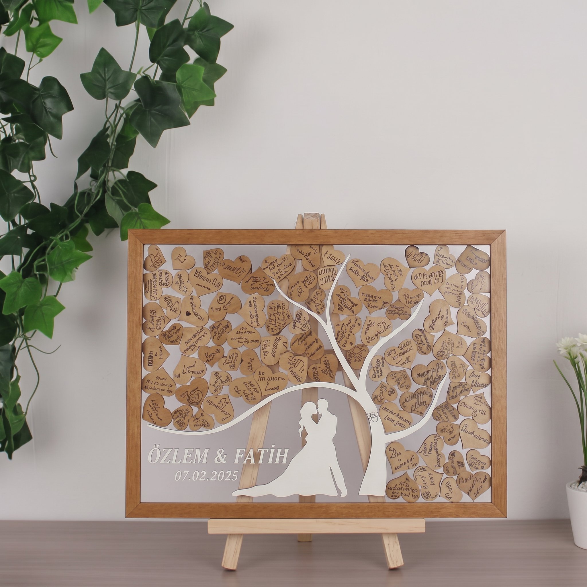 Kişiye Özel Dikdörtgen Hayat Ağacı Pleksi Düğün Anı Kutusu (50 cm Set)