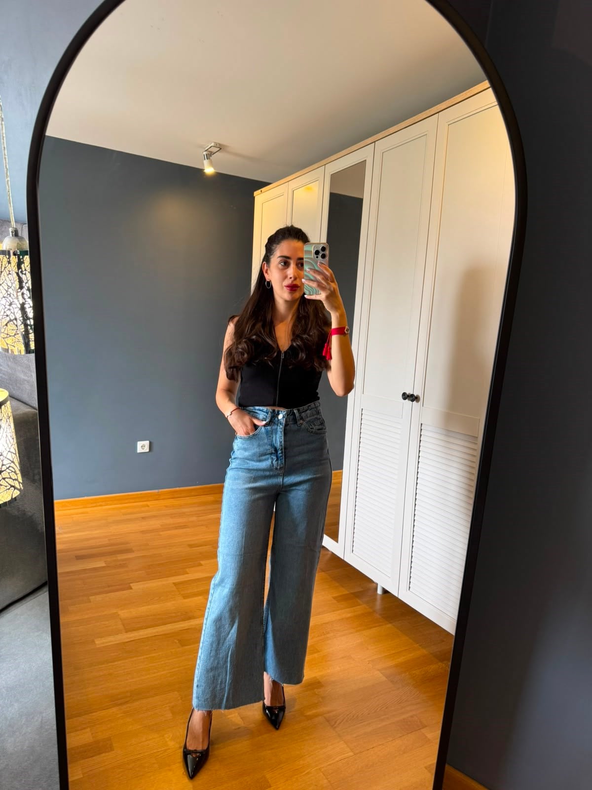 MAVİ BOL PAÇA KOT PANTALON