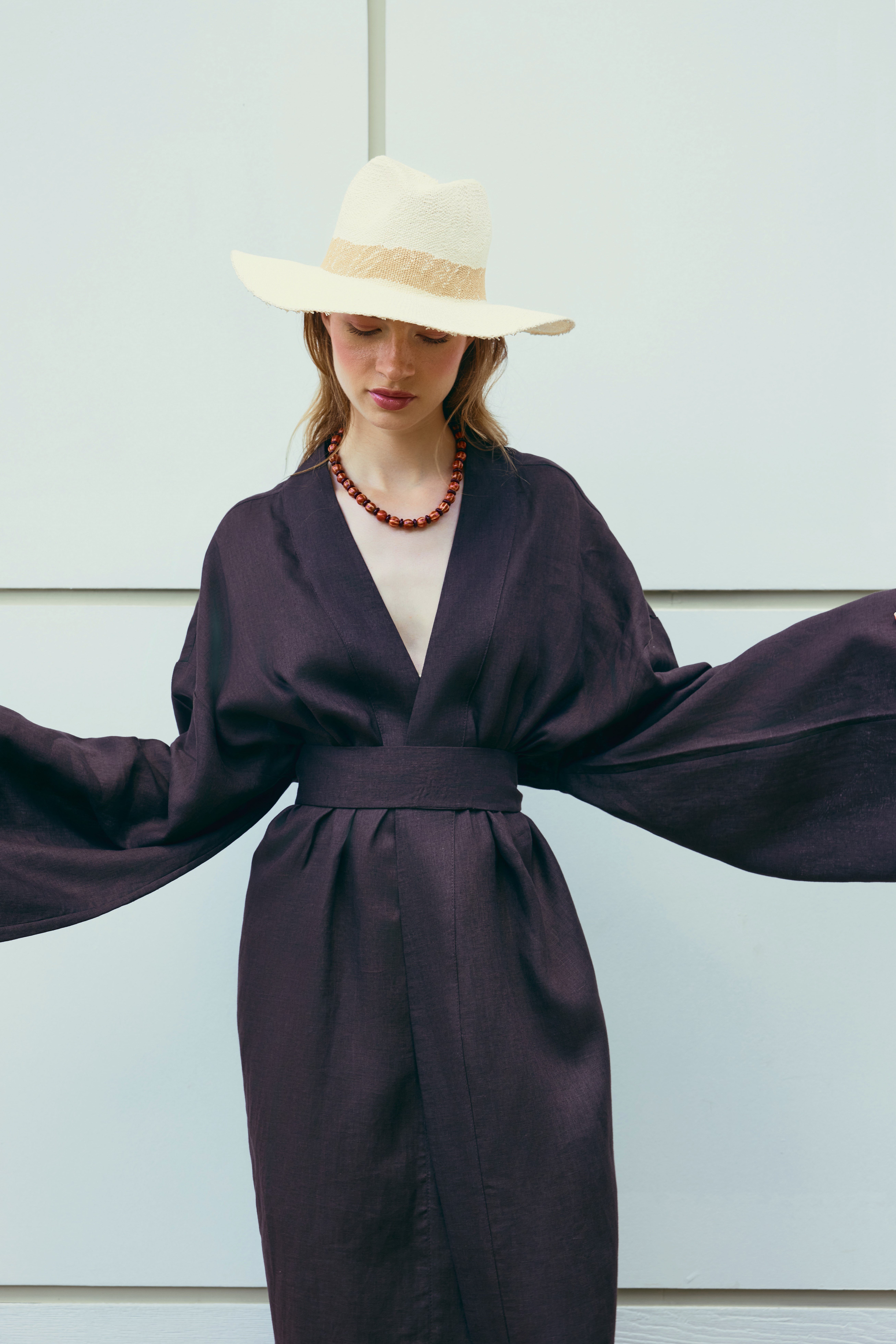  Natura %100 Keten Uzun Kimono