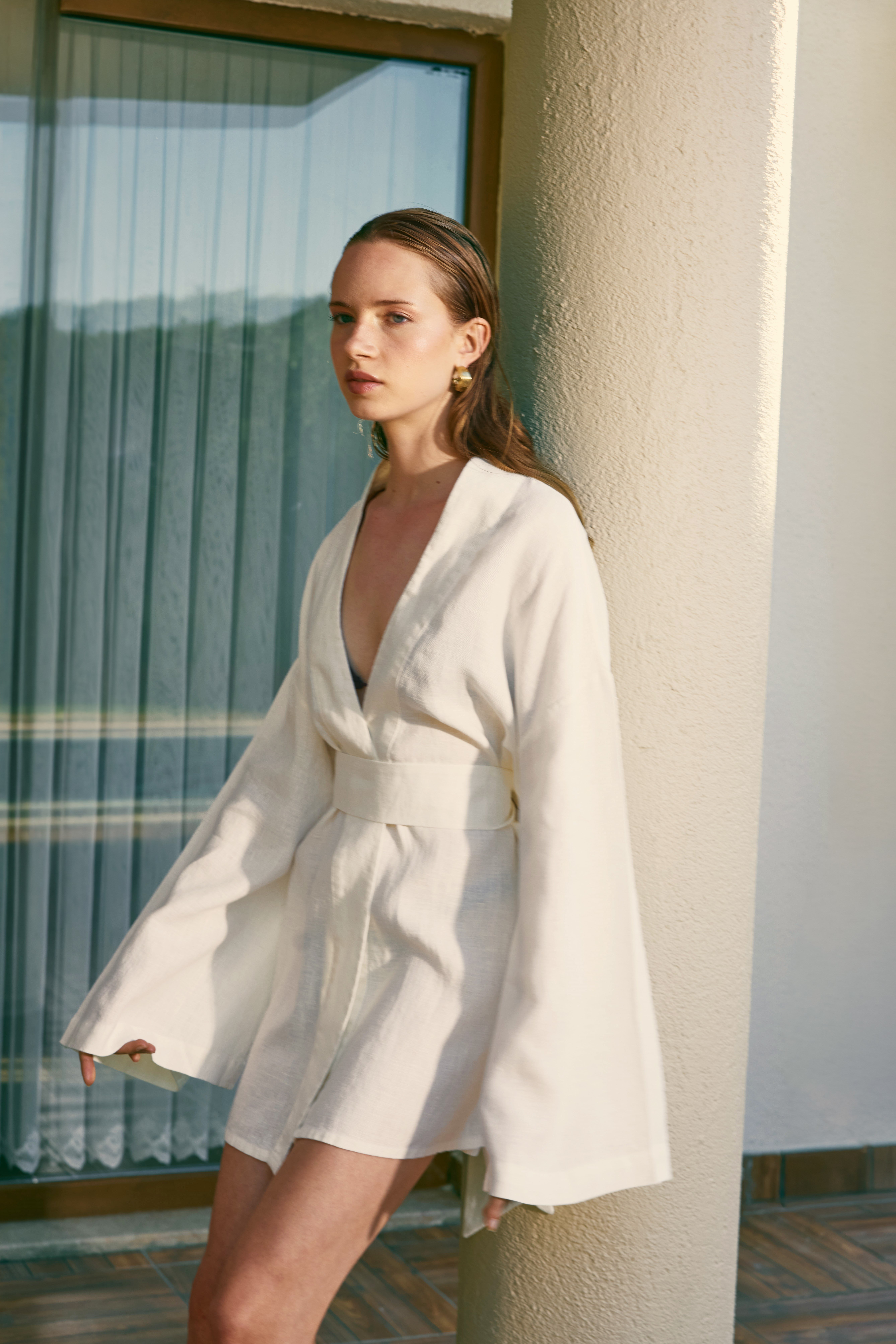 Natura %100 Keten Kısa Kimono
