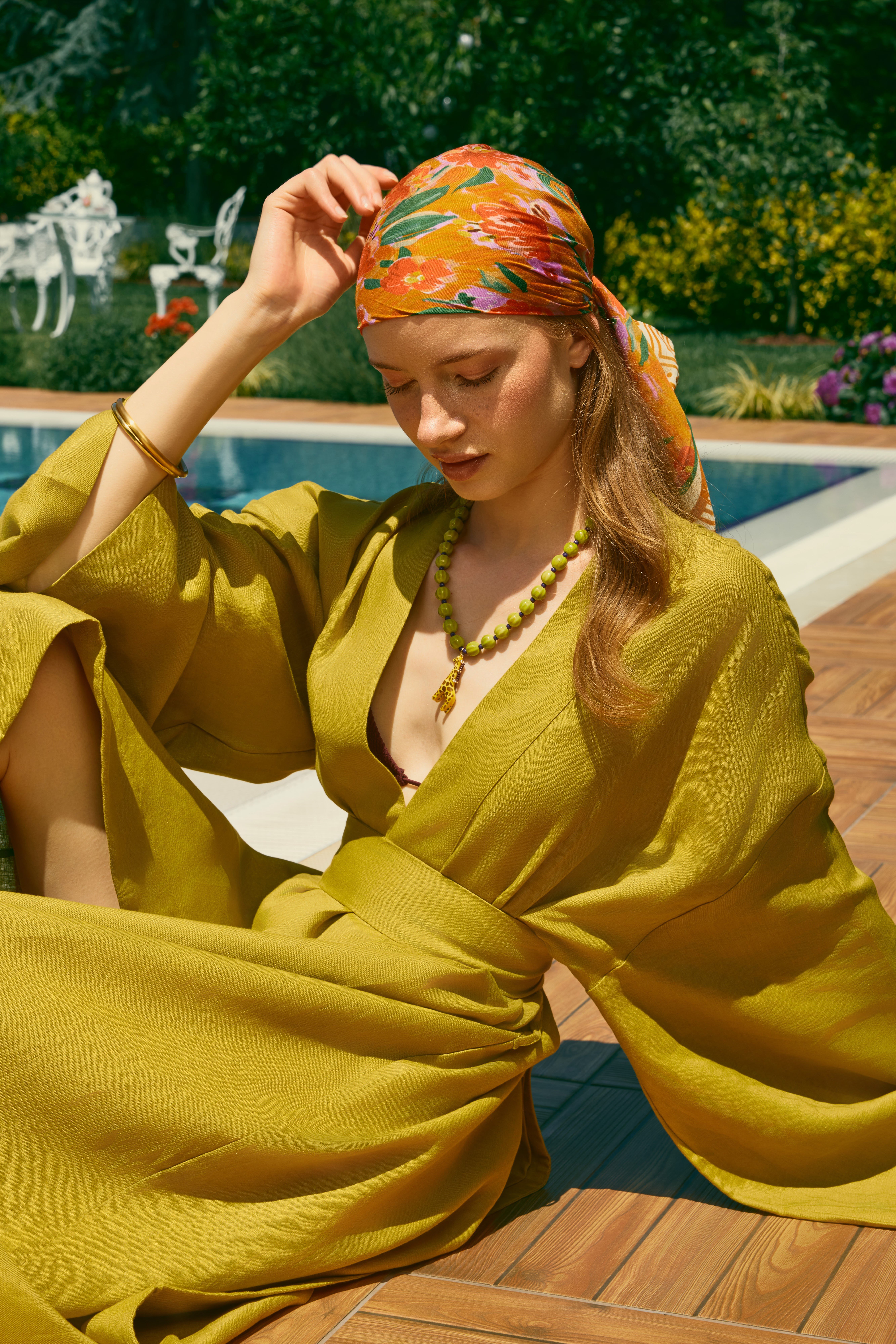 Natura %100 Keten Uzun Kimono - %100 Keten Kimono