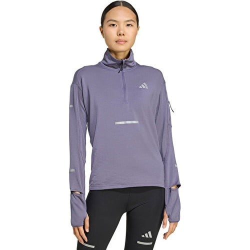 Adidas ADI365 Warmhz W Kadın Koşu Çeyrek Fermuarlı Üst JM5727 Mor