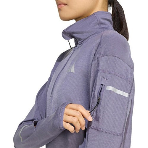Adidas ADI365 Warmhz W Kadın Koşu Çeyrek Fermuarlı Üst JM5727 Mor