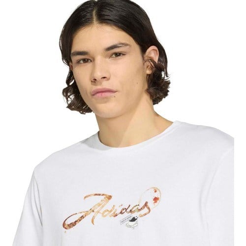 Adidas Cafe Script Erkek Beyaz Yuvarlak Yaka Tişört