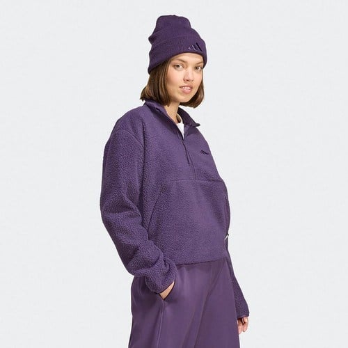 adidas City Tech High Pile Fleece Half Zip Kadın Mor Polar.-