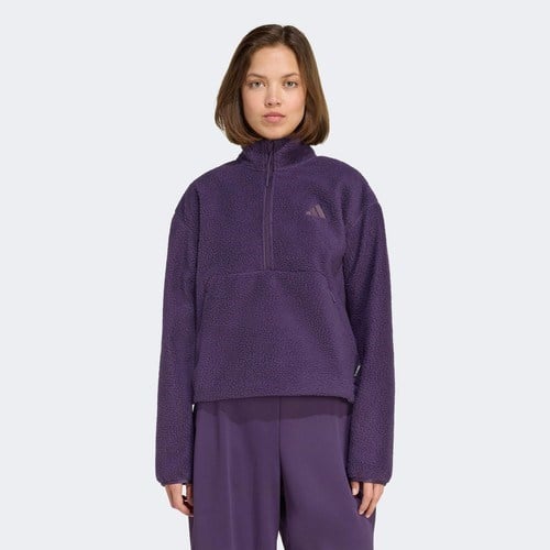 adidas City Tech High Pile Fleece Half Zip Kadın Mor Polar.-