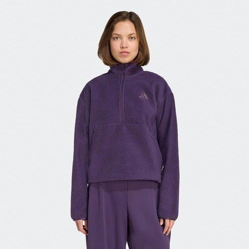 adidas City Tech High Pile Fleece Half Zip Kadın Mor Polar.-