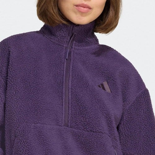 adidas City Tech High Pile Fleece Half Zip Kadın Mor Polar.-