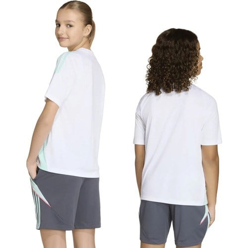 Adidas Çizgili Beyaz Erkek Çocuk T-Shirt KD6405 Messı Tr Jsy Y