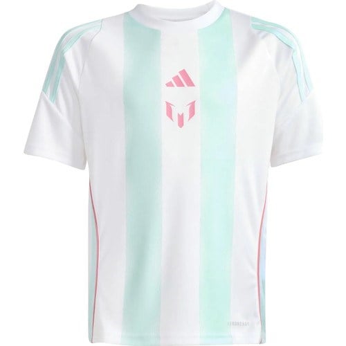 Adidas Çizgili Beyaz Erkek Çocuk T-Shirt KD6405 Messı Tr Jsy Y
