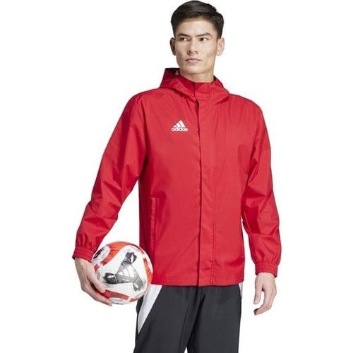 adidas Entrada 22 All Weather Erkek Kırmızı Kapüşonlu Ceket