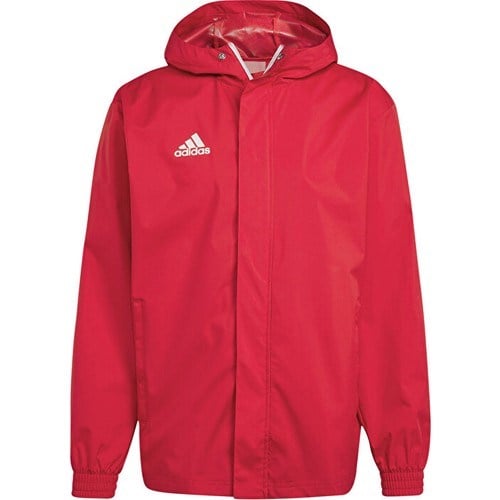 adidas Entrada 22 All Weather Erkek Kırmızı Kapüşonlu Ceket