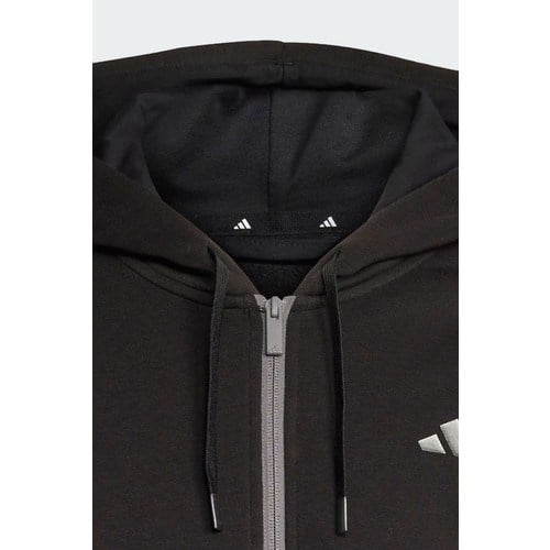 adidas Erkek Kapüşonlu Düz Desenli Ess Hld Fermuarlı Sweat Siyah Rahat Kesim