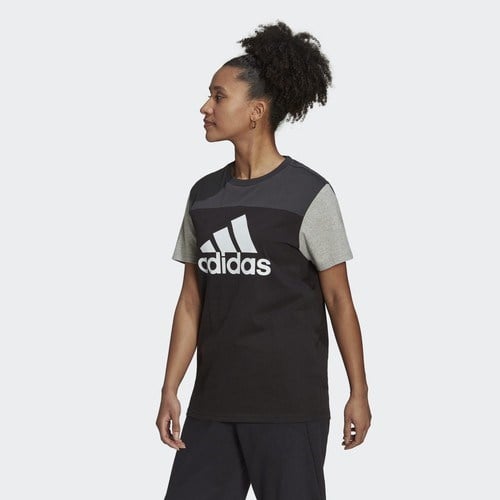 adidas Essentials Colorblock Logo Kadın Siyah Tişört (HC8828)