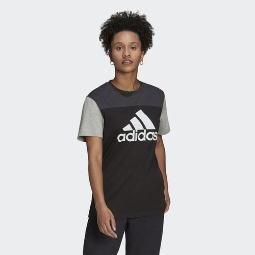 adidas Essentials Colorblock Logo Kadın Siyah Tişört (HC8828)