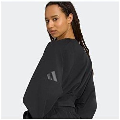 adidas Kadın Siyah Sweat Shirt Uzun Kollu Düz Desenli Regular Fit Cepsiz