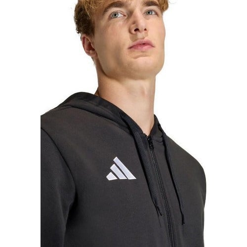 Adidas KF5945 ENT26 Fz Erkek Sweatshirt Siyah Düz Desenli Kapüşonlu Rahat Kesim Sezon