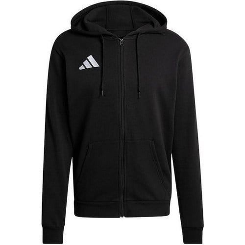Adidas KF5945 ENT26 Fz Erkek Sweatshirt Siyah Düz Desenli Kapüşonlu Rahat Kesim Sezon
