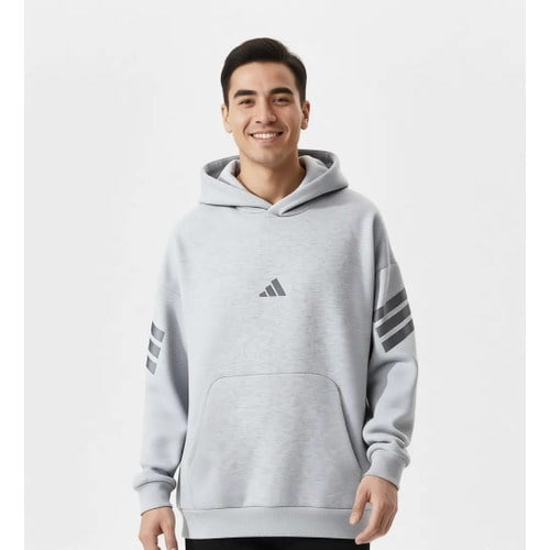 adidas M FI3SHD HLD Gri Erkek Loose Fit Düz Desenli Sweatshirt Sezonluk