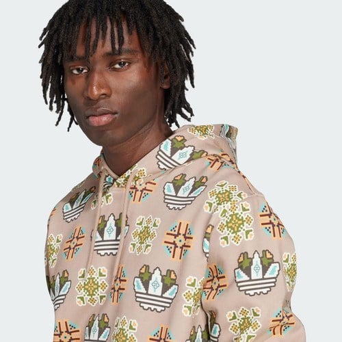Adidas Originals JW1084 Tile Desenli Bol Kapüşonlu Üst