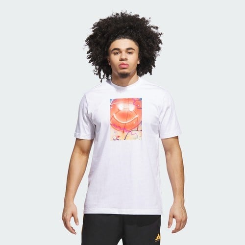 Adidas Performance JV8433 Basketball Is Happiness Graphic Tee