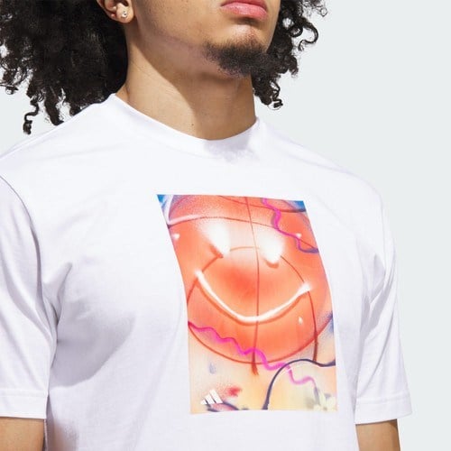 Adidas Performance JV8433 Basketball Is Happiness Graphic Tee
