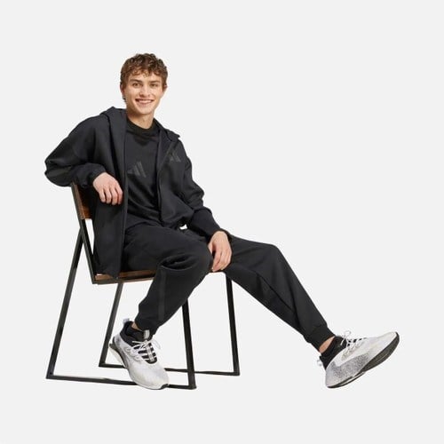 adidas Sportswear JE7538 Kapüşonlu Z.N.E. Full-Zip Erkek Sweatshirt Siyah Düz Desen 2024 Sonbahar - Kış