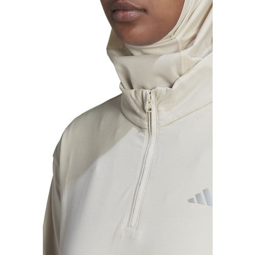 adidas Tech Fit Aeroready Warm 1/4 Zip Kadın Ekru Kapüşonlu Sweatshirt
