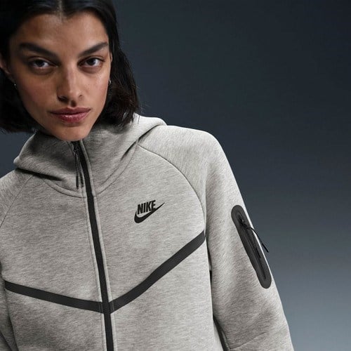 Markali Nike Tech Fleece Windrunner Hoodie Gri Kadın Sweatshirt HV6747-063