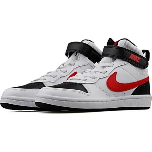 Nike Çocuk Beyaz - Siyah Yürüyüş Ayakkabısı CD7783-110 Court Borough Mıd 2 (Psv
