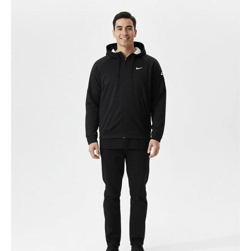 Nike Kapüşonlu Baskılı Erkek Sweatshirt Siyah Gri Gümüş Düz Desenli M Beden