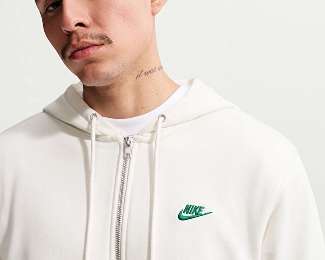 NIKE M NK CLUB FT FZ HDY FUTBOL Erkek Günlük Ceket IF0676-133 Beyaz