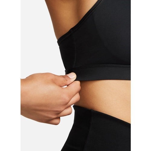 Nike Siyah - Gri - Gümüş Kadın Yuvarlak Yaka Regular Fit Sporcu Sütyeni DX6821-010 W Nk Swsh Med Spt Bra