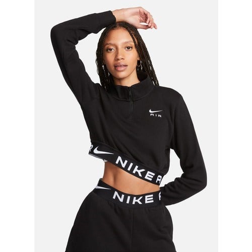 Nike Siyah - Gri - Gümüş Kadın Yuvarlak Yaka Regular Fit Uzun Kollu T-Shirt FB8067-010 W Nsw Aır Flc Top