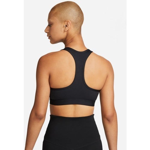 Nike Siyah - Gri - Gümüş Kadın Yuvarlak Yaka Regular Fit Sporcu Sütyeni DX6821-010 W Nk Swsh Med Spt Bra