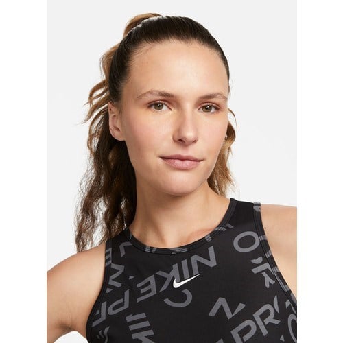 Nike Siyah - Gri - Gümüş Kadın Yuvarlak Yaka Regular Fit Atlet FB5500-010 W Np Df Crop Tank Aop