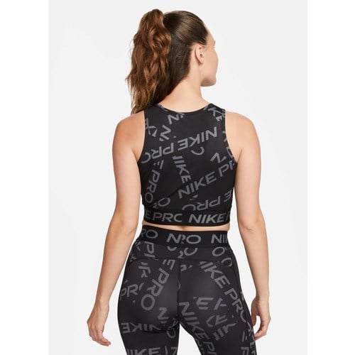Nike Siyah - Gri - Gümüş Kadın Yuvarlak Yaka Regular Fit Atlet FB5500-010 W Np Df Crop Tank Aop