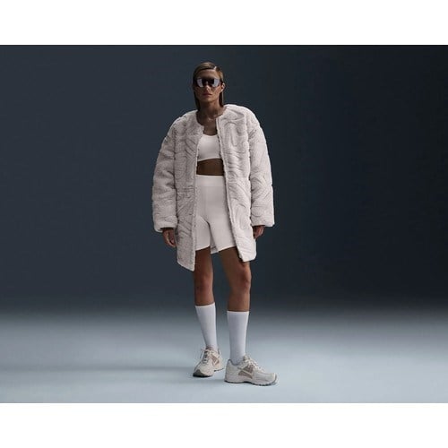 Nike Sportswear Cozy Long-Haired All-Over Swoosh Logo Lined Loose Full-Zip Kadın CEKET-FV8025-104